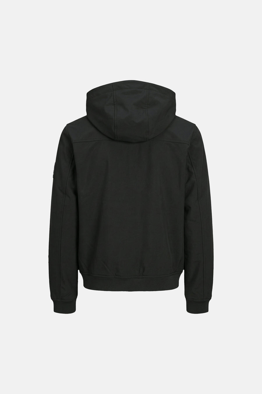 Veste courte noire de JACK & JONES avec capuche et ourlet côtelé.