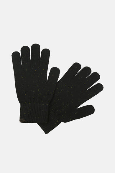 Gants noirs en maille par ACCESSORIES BY JACK & JONES, avec détails mouchetés dorés et poignets côtelés.