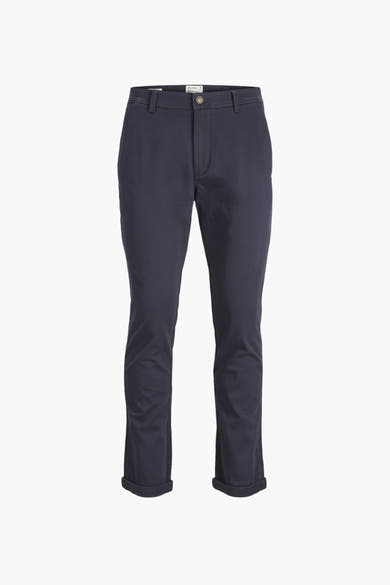Marineblauwe chino van JACK & JONES JEANS INTELLIGENCE met omgeslagen zomen.