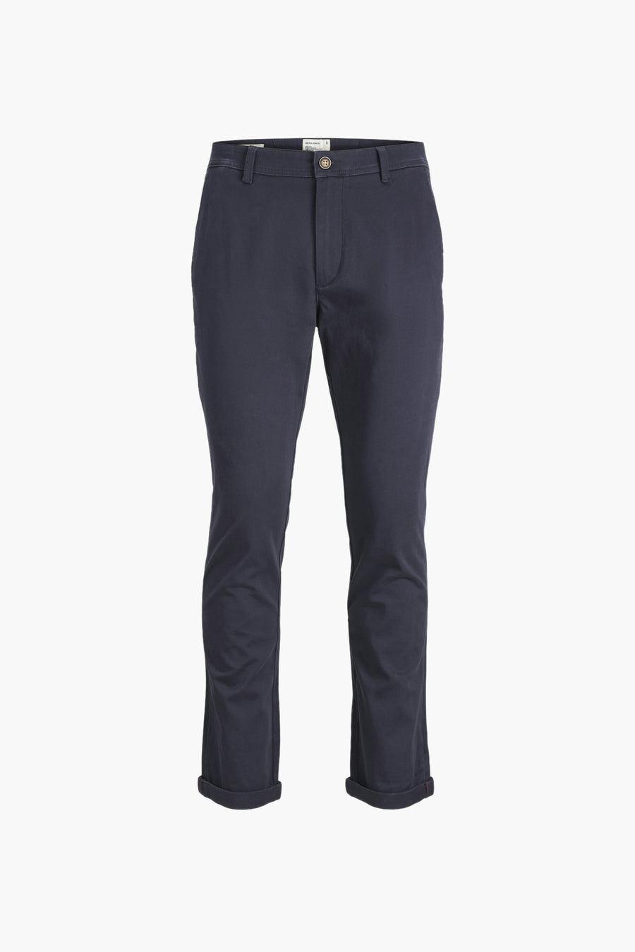 Marineblauwe chino van JACK & JONES JEANS INTELLIGENCE met omgeslagen zomen.