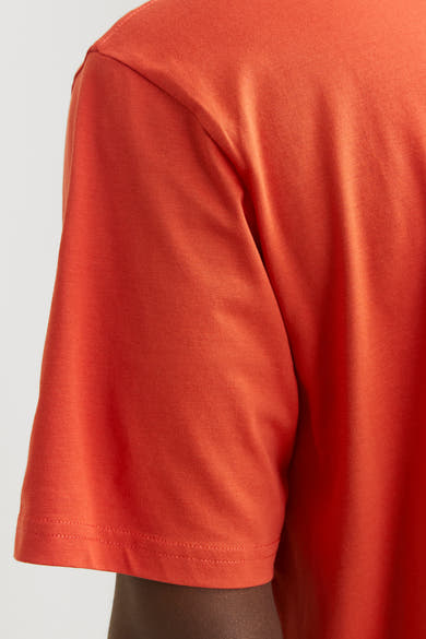 Oranje T-shirt met korte mouwen van ORIGINALS BY JACK & JONES, van katoen, met zoom op de mouw.