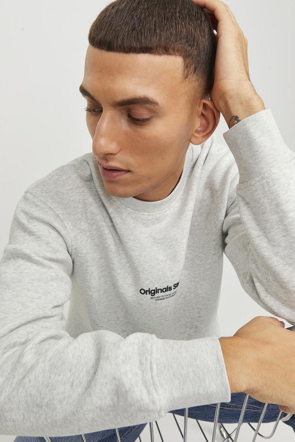Sweat col rond Écru - ORIGINALS BY JACK & JONES
