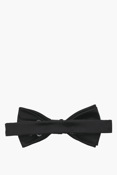 Nœud papillon noir d'ACCESSORIES BY JACK & JONES, vu de dos, avec des détails de texture.
