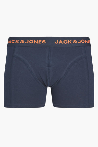 Boxer bleu marine de ACCESSORIES BY JACK & JONES avec ceinture élastique logotée orange.