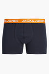 Boxer bleu marine de ACCESSORIES BY JACK & JONES avec une large ceinture élastique orange à logo.