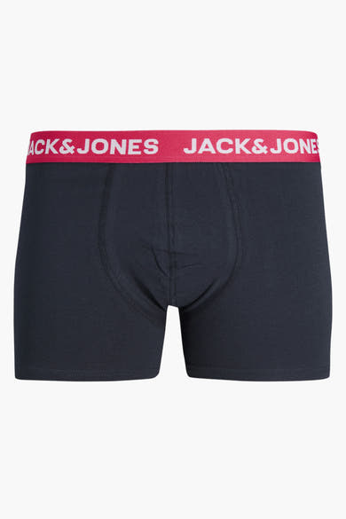 Blauwe boxer van ACCESSORIES BY JACK & JONES met een rode elastische tailleband met logo.