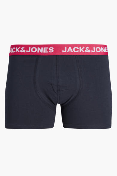 Blauwe boxer van ACCESSORIES BY JACK & JONES met roze logoband.