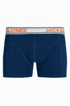 Blauwe boxer ACCESSORIES BY JACK & JONES met witte elastische tailleband.