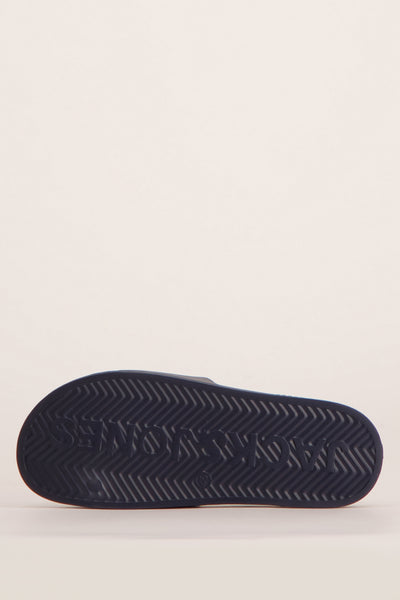 Tongs bleues de ACCESSORIES BY JACK & JONES avec semelle à chevrons et logo de marque moulé.