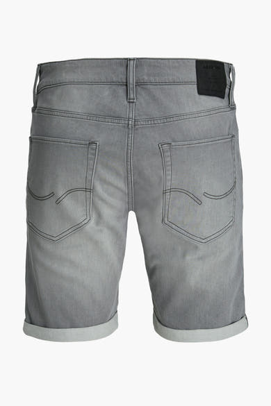 Grijze spijkerbroekshorts van JACK & JONES JEANS INTELLIGENCE, met achterzakken en omgeslagen zomen.