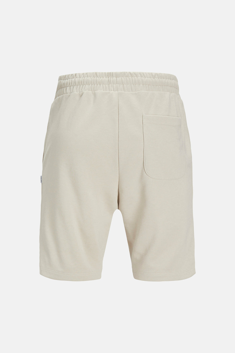 Korte ecru short van JACK & JONES JEANS INTELLIGENCE met elastische gerimpelde tailleband, opgestikte achterzak en merklabel aan de zijkant, achterzijde.