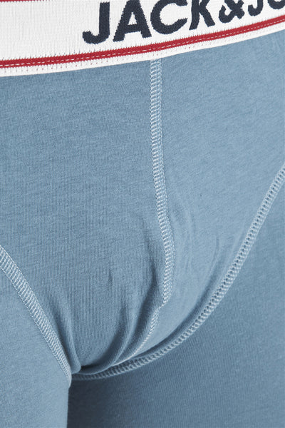 Blauwe boxer van ACCESSORIES BY JACK & JONES, met een elastische tailleband met logo bovenaan en zichtbare naden.