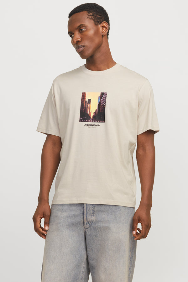T-shirt (korte mouwen) Ecru - ORIGINALS BY JACK & JONES