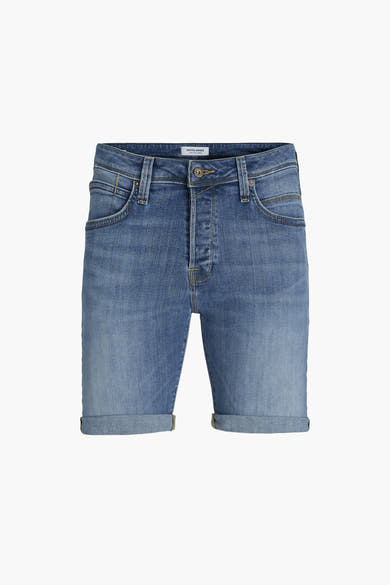 Korte middinblauwe spijkerbroek van JACK & JONES JEANS INTELLIGENCE met omgeslagen zomen.