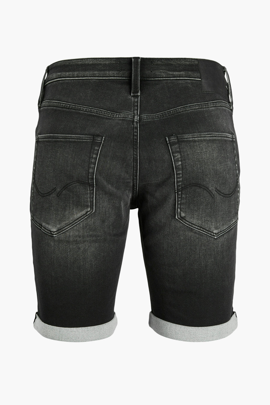 Korte zwarte denim van JACK & JONES JEANS INTELLIGENCE, met lichtgrijze omgeslagen zomen.