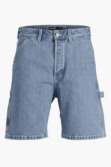 Short en jean bleu clair de JACK & JONES, avec une poche à outils latérale.