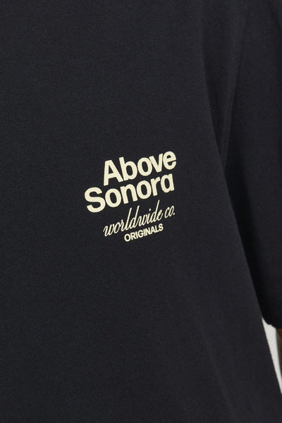 T-shirt noir à manches courtes de Originals by Jack & Jones avec un imprimé texte centré.