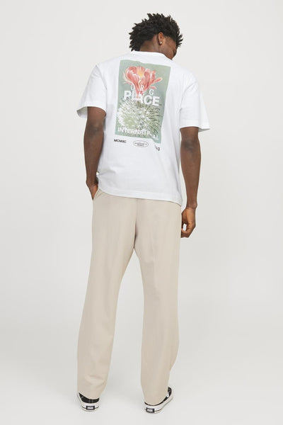 Witte t-shirt met korte mouwen van ORIGINALS BY JACK & JONES, met een bloemmotief op de rug.