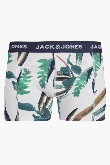 Boxer multicolore by ACCESSORIES BY JACK & JONES, à motif tropical sur fond blanc.