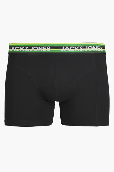 Zwarte boxer van ACCESSORIES BY JACK & JONES, met een elastische band met groene en gele strepen.