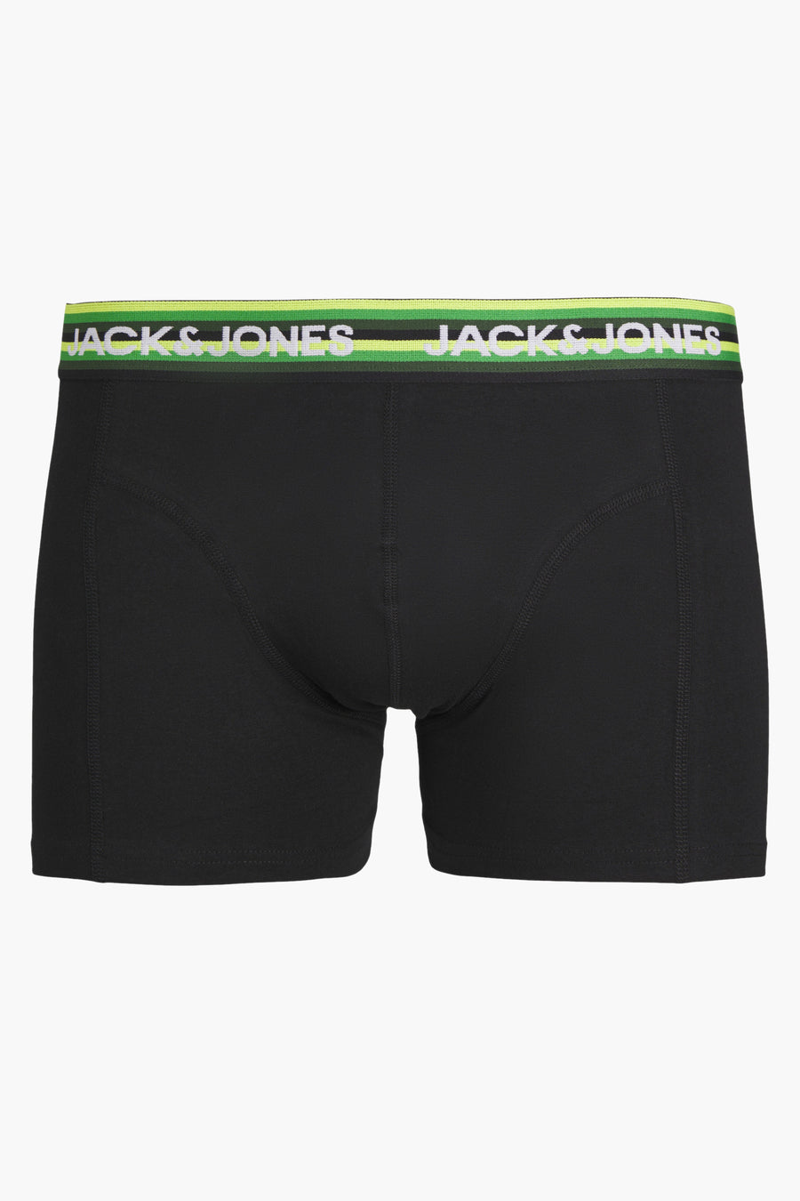 Zwarte boxer van ACCESSORIES BY JACK & JONES, met een elastische band met groene en gele strepen.