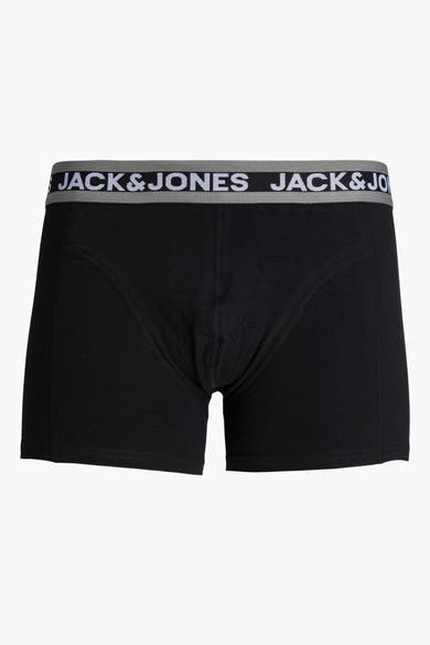 Zwarte boxer van ACCESSORIES BY JACK & JONES met wit logo op de grijze elastische tailleband.