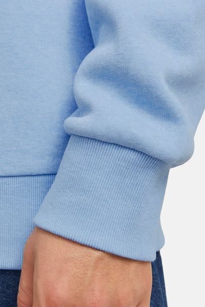 Blauwe sweater van ORIGINALS BY JACK & JONES, mouwdetail en geribde boord.