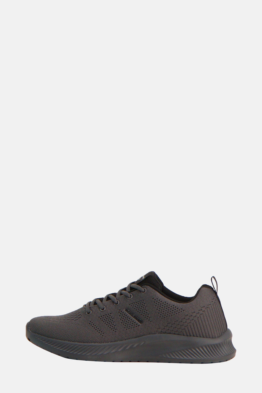 Grijze sneakers van ACCESSORIES BY JACK & JONES, van mesh met donkere textuurzool, zijaanzicht.