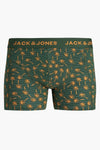 Groene boxer met witte strepen en oranje palmboomprint van ACCESSORIES BY JACK & JONES.