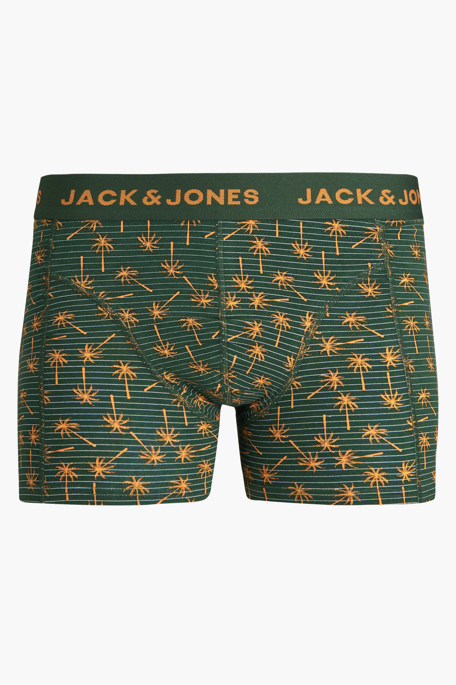 Groene boxer met witte strepen en oranje palmboomprint van ACCESSORIES BY JACK & JONES.