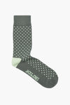 Chaussettes vertes à pois, par ACCESSORIES BY JACK & JONES, avec bord côte et bout du pied vert d'eau.