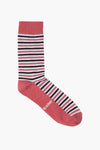 Chaussettes rouges rayées, de ACCESSORIES BY JACK & JONES, avec des motifs à rayures noires et blanches.