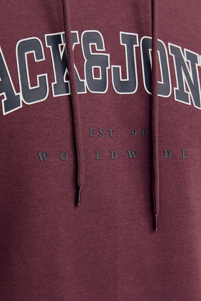 Sweat à capuche rouge en coton, de Originals by Jack & Jones, avec logo et cordon de serrage.