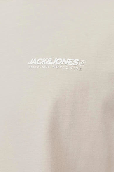 T-shirt à manches courtes beige de JACK & JONES, avec logo imprimé sur la poitrine.