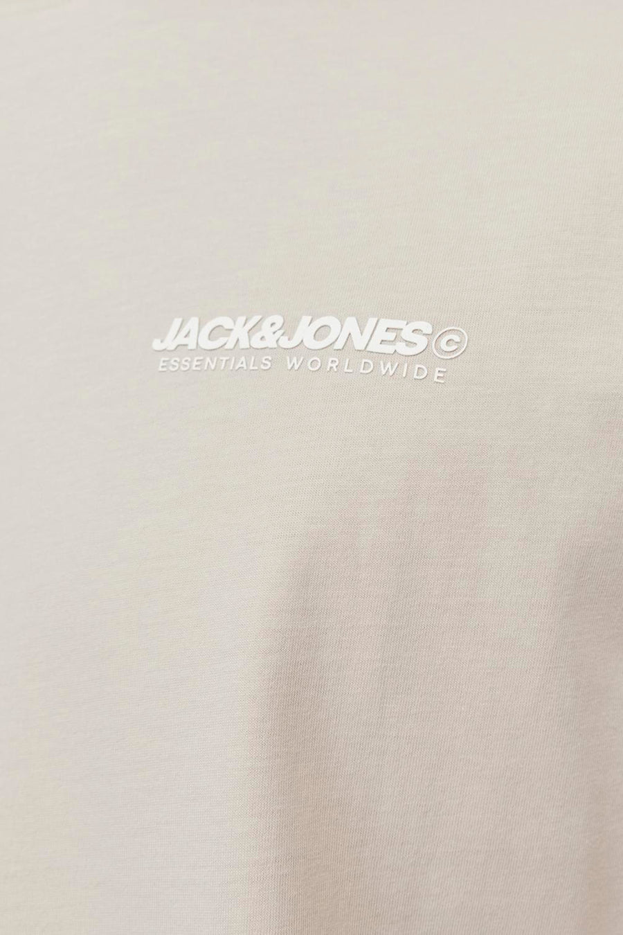 T-shirt à manches courtes beige de JACK & JONES, avec logo imprimé sur la poitrine.