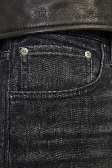 Zwarte rechte jeans van JACK & JONES JEANS INTELLIGENCE, met muntzakje en metalen klinknageldetails.