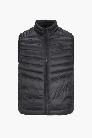 Zwarte mouwloze jas van Originals by Jack & Jones met ritssluiting en gewatteerde vulling.