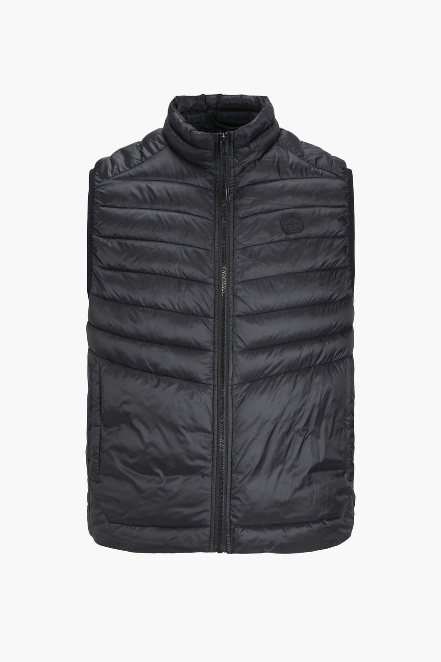 Zwarte mouwloze jas van Originals by Jack & Jones met ritssluiting en gewatteerde vulling.