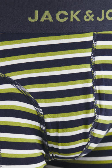 Groene gestreepte boxer van ACCESSORIES BY JACK & JONES, elastische tailleband met logo.