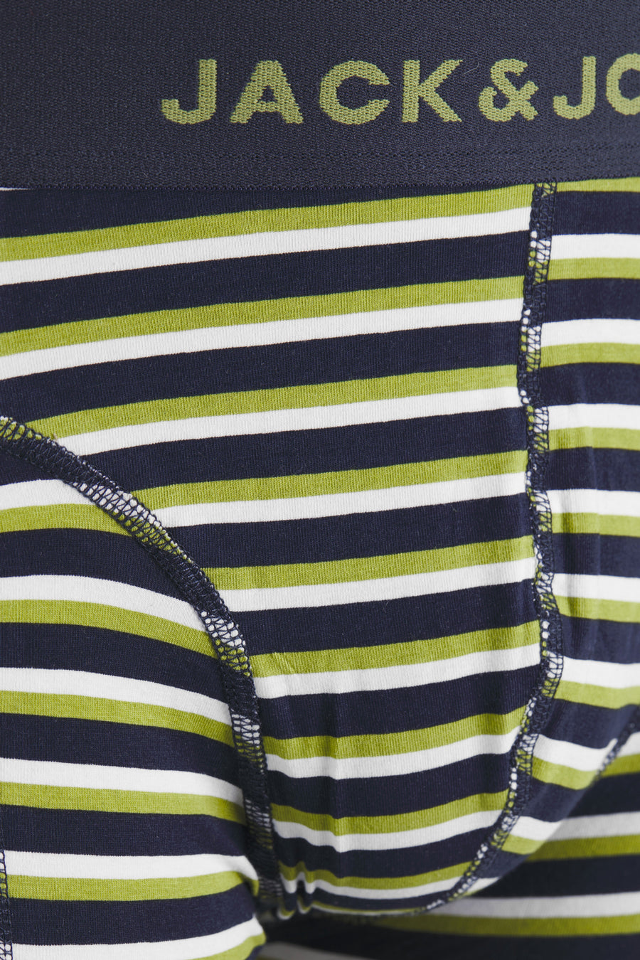 Groene gestreepte boxer van ACCESSORIES BY JACK & JONES, elastische tailleband met logo.