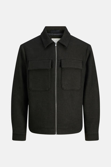 Kort bruin jack van PREMIUM by JACK & JONES, met ritssluiting en opgestikte zakken.