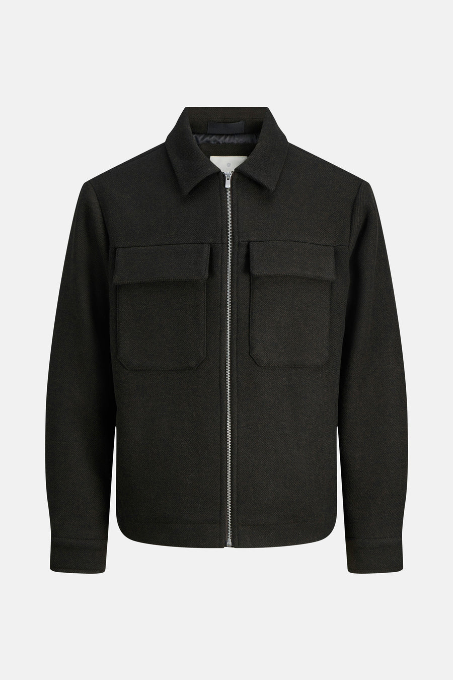 Kort bruin jack van PREMIUM by JACK & JONES, met ritssluiting en opgestikte zakken.