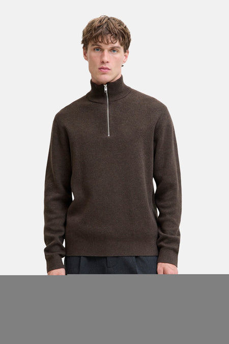 Pull met rolkraag - bruin