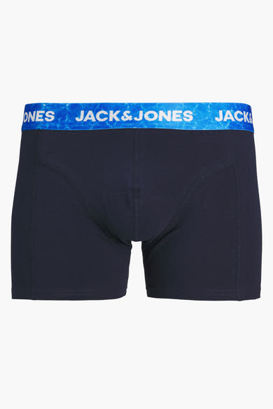 Marineblauwe boxer van ACCESSORIES BY JACK & JONES, met bedrukte elastische blauwe tailleband.