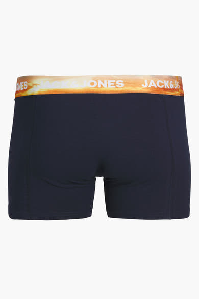 Blauwe boxer van ACCESSORIES BY JACK & JONES, met een elastische tailleband bedrukt met een zonsondergangpatroon.