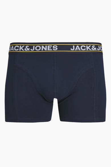 Boxer noir ACCESSORIES BY JACK & JONES, avec ceinture élastique logotypée jaune et blanche.