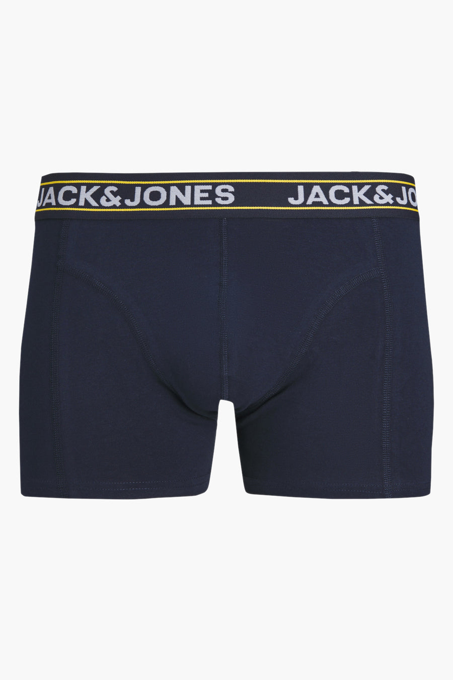 Boxer noir ACCESSORIES BY JACK & JONES, avec ceinture élastique logotypée jaune et blanche.