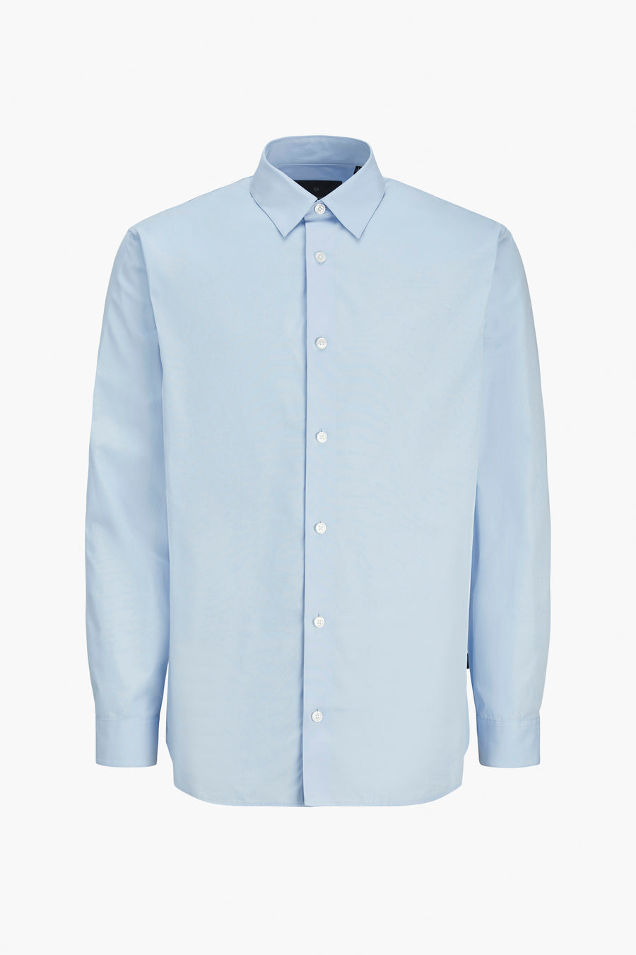 Blauwe blouse met lange mouwen van PREMIUM BY JACK & JONES, volledig geknoopt.