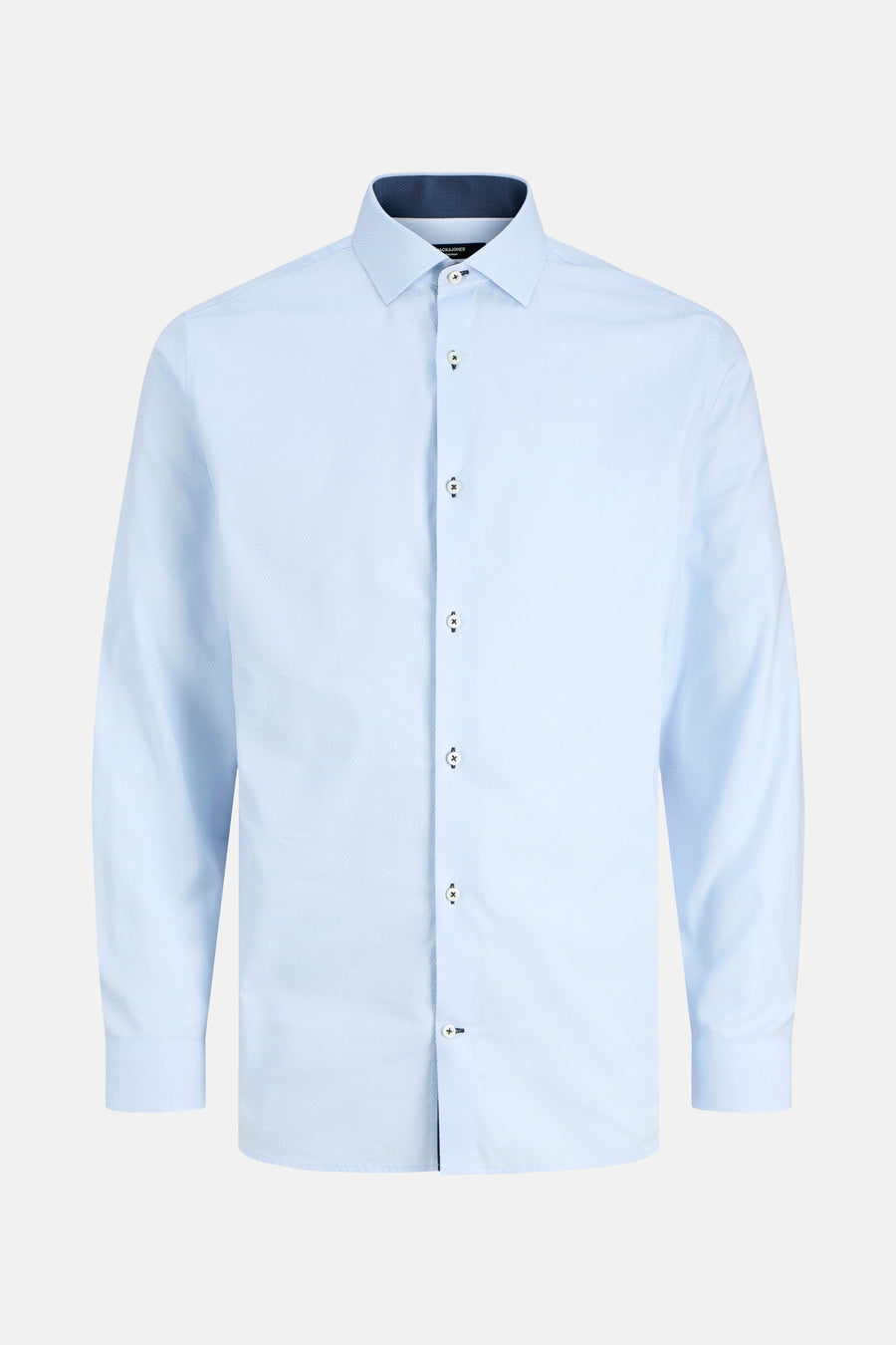 Chemise à manches longues bleue de PREMIUM by JACK & JONES, avec fermeture boutonnée et texture discrète.