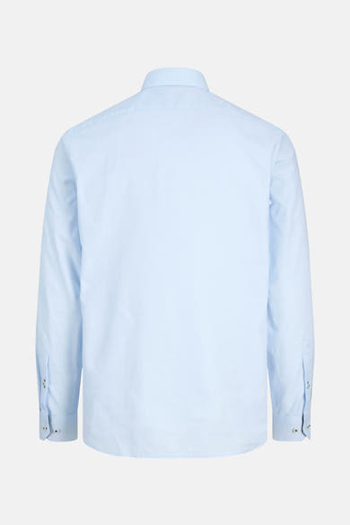 Chemise à manches longues bleue de PREMIUM by JACK & JONES, vue de dos, avec poignets boutonnés.